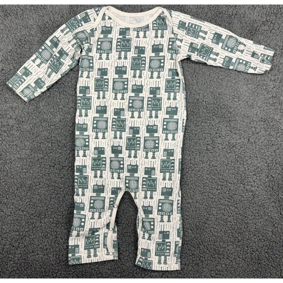 Winter Water Factory Other - Winter Water Factory One Piece Long Outfit Romper 18m 18 Green Robot USA Organic